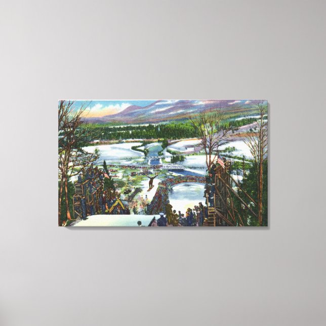Ski Jumper Takes off from the Olympic Ski Hill Canvas Print (Front)