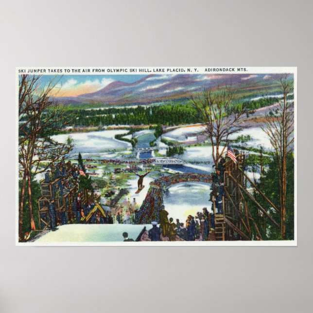 Ski Jumper Takes off from the Olympic Ski Hill Poster (Front)