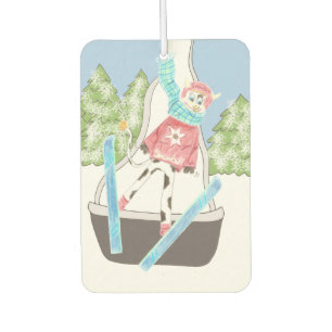 Ski jumping cow car air freshener