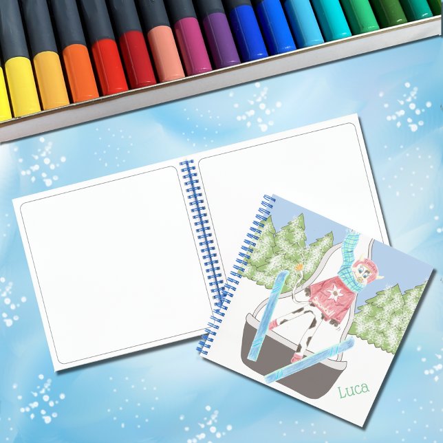 Ski jumping cow | Kid personalised sketch notebook (Creator Uploaded)