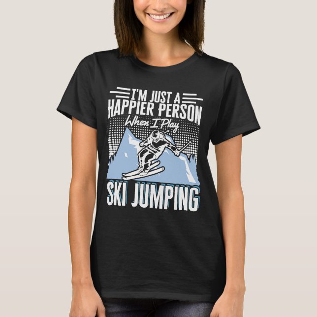 Ski Jumping I'm No Angel But Can Fly Like One Ski  T-Shirt (Front)