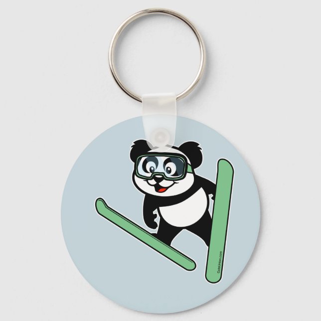 Ski-jumping Panda Key Ring (Front)