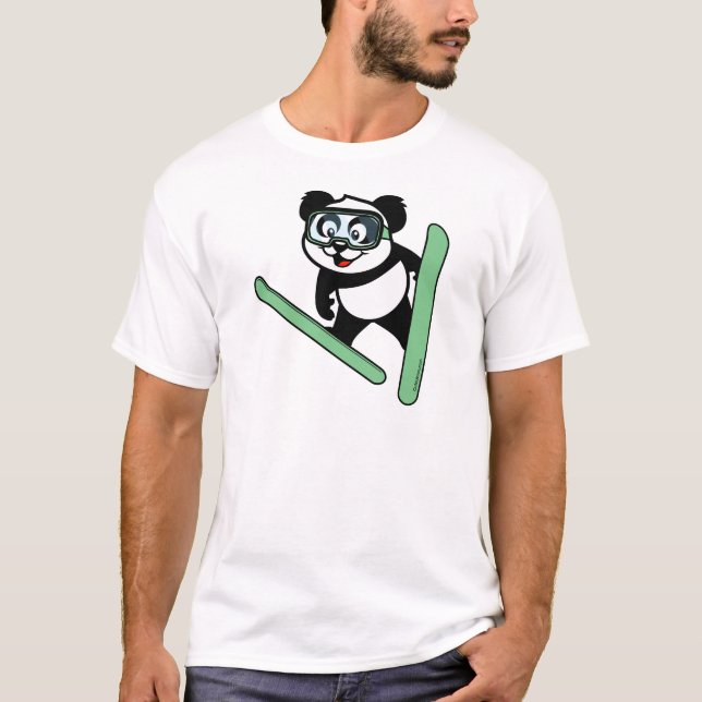 Ski-jumping Panda T-Shirt (Front)