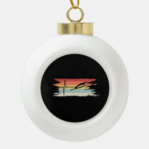 Ski Jumping Retro Ceramic Ball Christmas Ornament