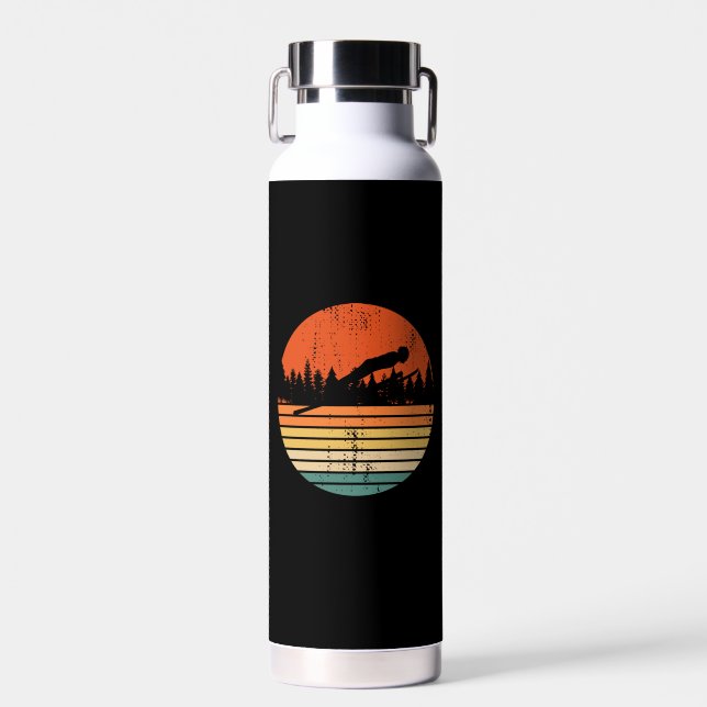 Ski Jumping Retro Ski Jumper Gift Water Bottle (Front)