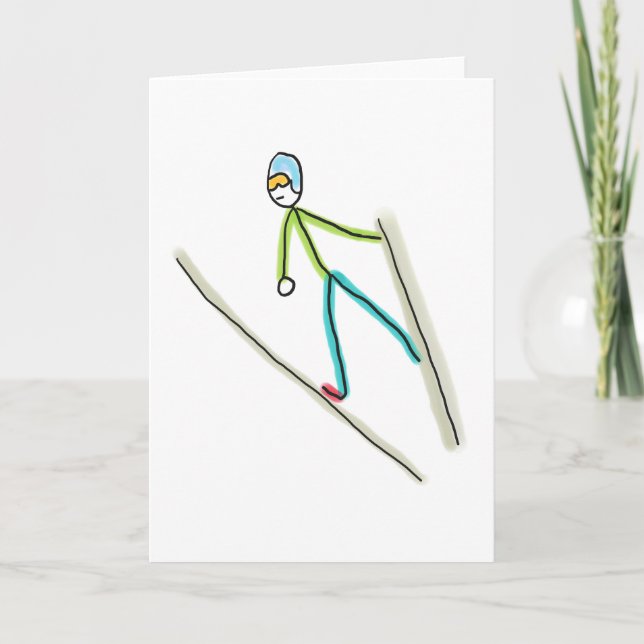 Ski Jumping Stickman Card (Front)