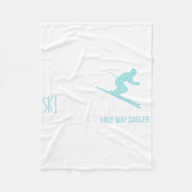 Ski Kid Funny Cute Winter Skiing Gift  Fleece Blanket (Front)