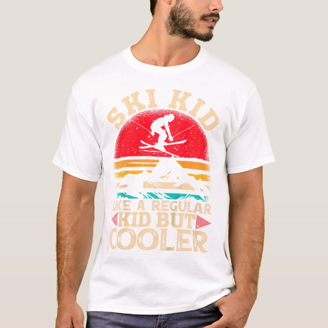 Ski Kid Like A Regular Kid But Cooler Funny Skiing T-Shirt (Front)