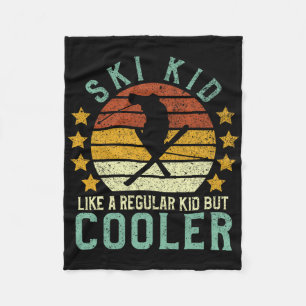 Ski Kids Funny Young Vintage Skier And Skiing Love Fleece Blanket