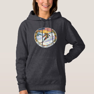 Ski Lake Tahoe California, Woman Skier Hoodie