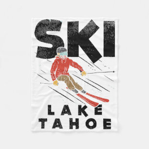 Ski Lake Tahoe Design Skiing, Lake Tahoe Fleece Blanket