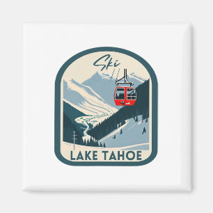 Ski Lake Tahoe Retro Vintage Style Lake Tahoe Skii Magnet