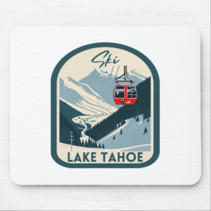 Ski Lake Tahoe Retro Vintage Style Lake Tahoe Skii Mouse Mat