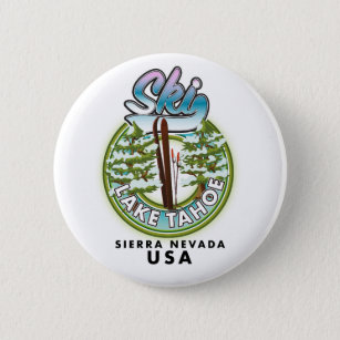 Ski Lake Tahoe Sierra Nevada USA 6 Cm Round Badge