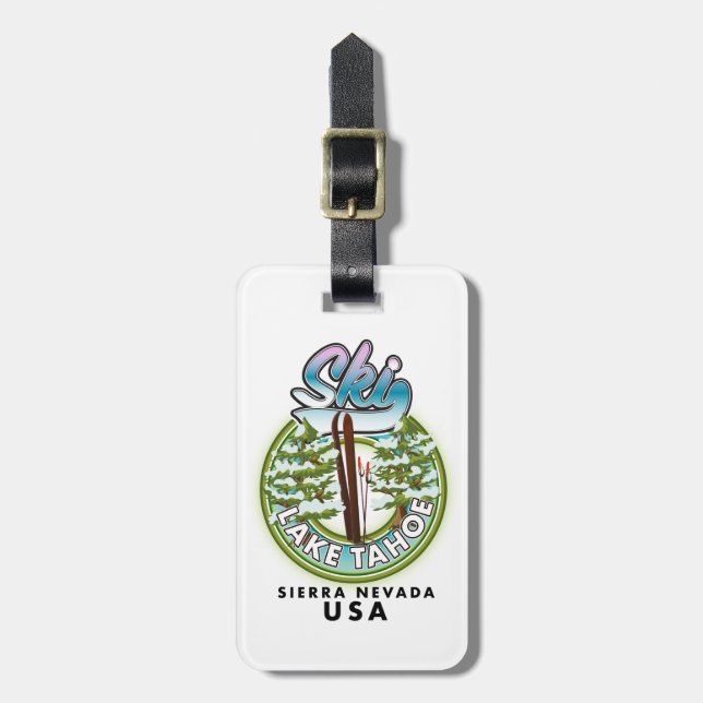 Ski Lake Tahoe Sierra Nevada USA Luggage Tag (Front Vertical)