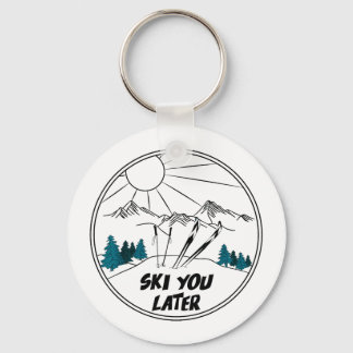 Ski later winter sports vintage powder snow skiing key ring