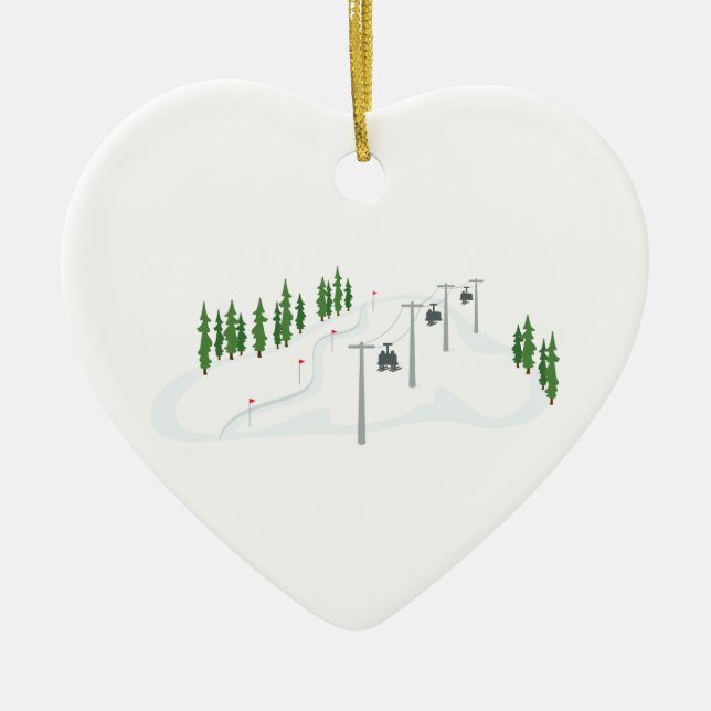 Ski Lift Ceramic Tree Decoration (Front)