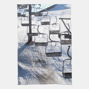 Ski Lift ~ designed by Sharon Dawn Tea Towel