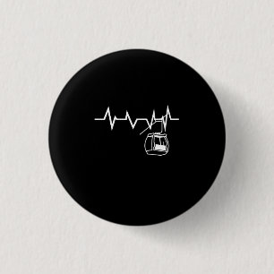 Ski Lift Heartbeat Skier 3 Cm Round Badge