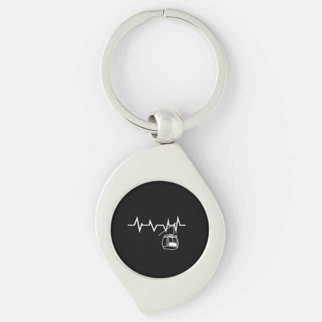 Ski Lift Heartbeat Skier Key Ring (Front)