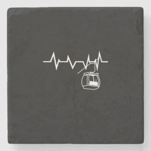 Ski Lift Heartbeat Skier Stone Coaster