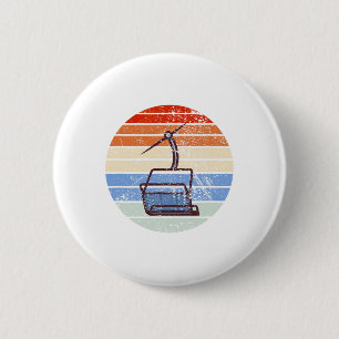 Ski Lift Retro Vintage Design Skier 6 Cm Round Badge