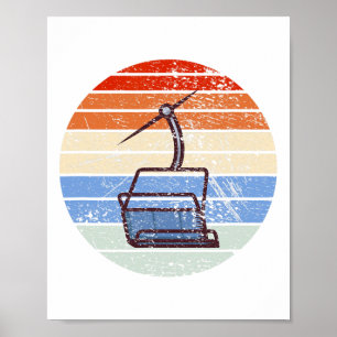 Ski Lift Retro Vintage Design Skier Poster