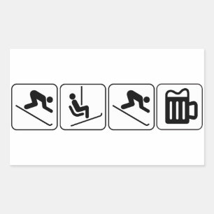 Ski, Lift, Ski, Drink! Rectangular Sticker