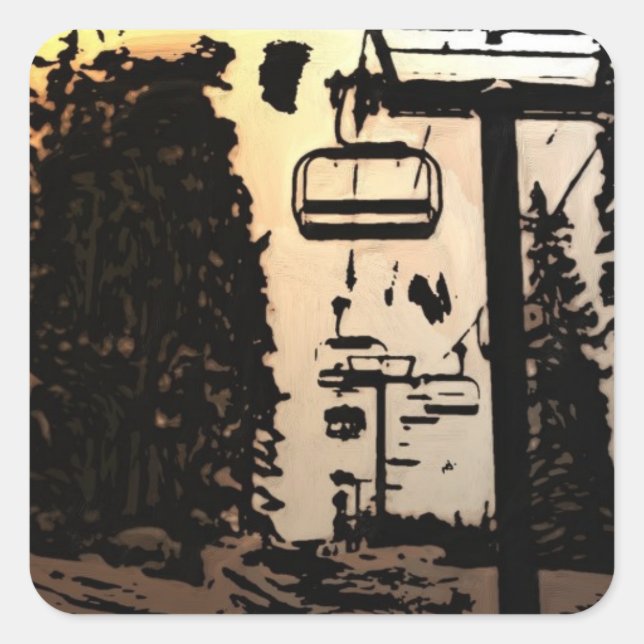 Ski lift sunset stickers (Front)