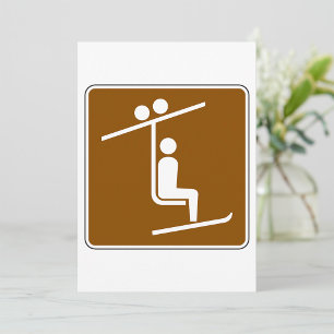 Ski Lift Symbol Rustic Winter Sports Icon Invitation