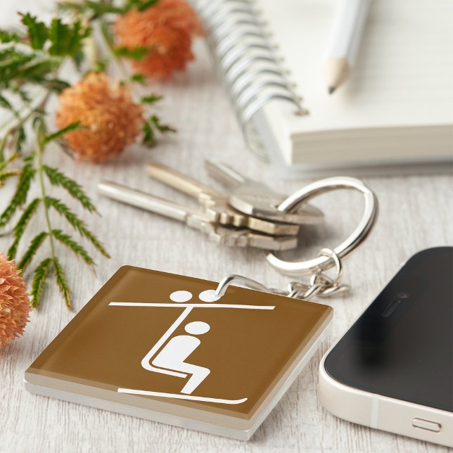 Ski Lift Symbol Rustic Winter Sports Icon Key Ring (Creator Uploaded)