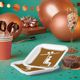 Ski Lift Symbol Rustic Winter Sports Icon Paper Plate