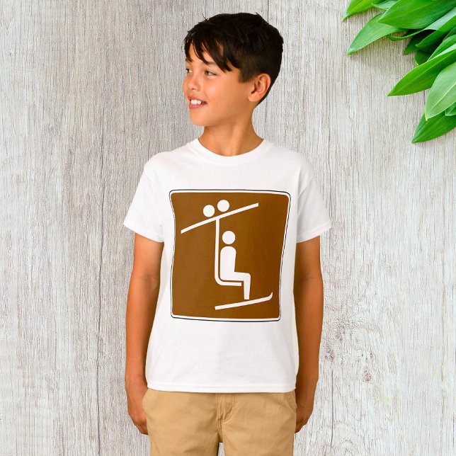 Ski Lift Symbol Rustic Winter Sports Icon T-Shirt (Creator Uploaded)