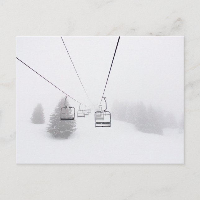 Ski Lifts in Blizzard Postcard. Postcard (Front)