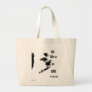 ski like a girl large tote bag