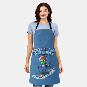 Ski Like An Alien Funny Skiing Apron