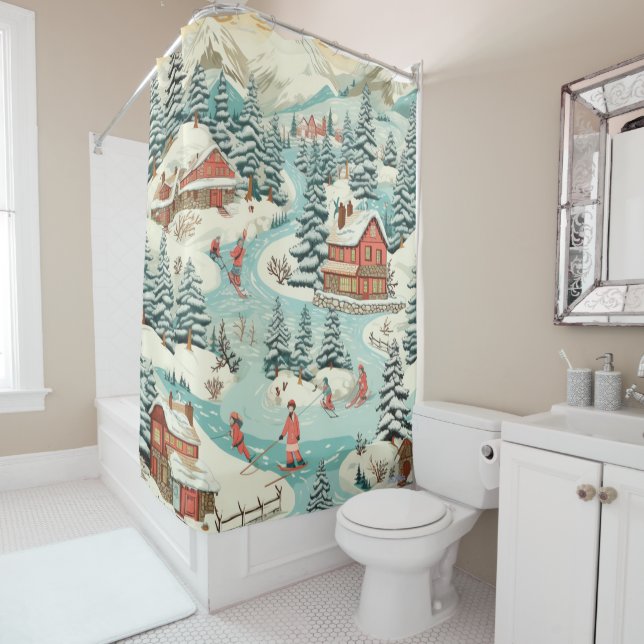 ski lodge shower curtain (In Situ)