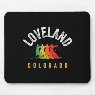 Ski Loveland Skier Loveland Mountain Skier Retro V Mouse Mat