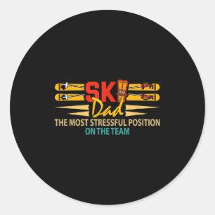Ski lover dad most stressful position father's day classic round sticker