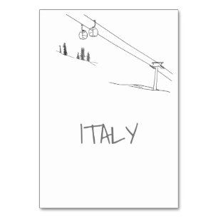 Ski Loving Couple In Love Cable Cars Mountaintops Table Number