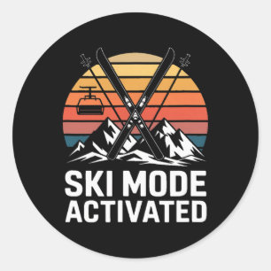 Ski Mode Activated Alpine Skiing Mountains Classic Round Sticker