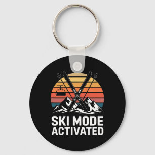 Ski Mode Activated Alpine Skiing Mountains Key Ring