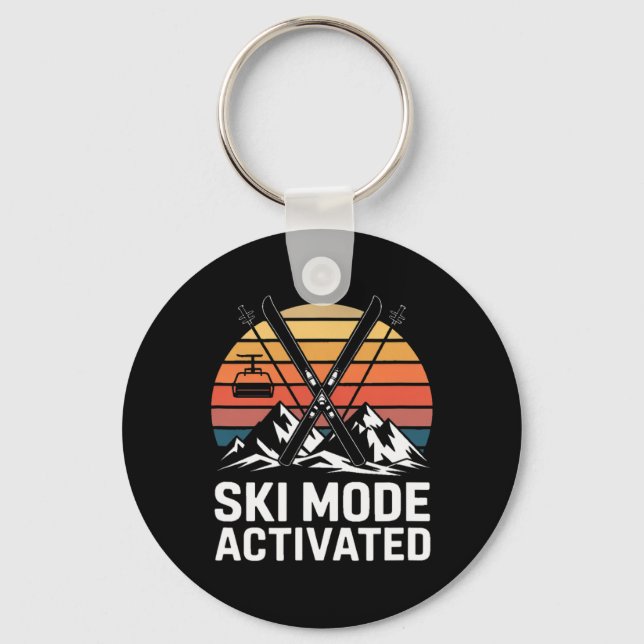 Ski Mode Activated Alpine Skiing Mountains  Key Ring (Front)