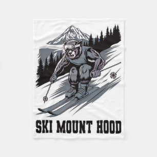 Ski Monster Racing Down Mount Hood Oregon Wow Fun Fleece Blanket