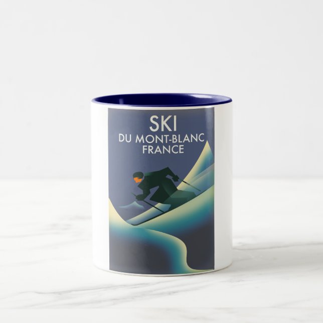 Ski Mont Blanc France Two-Tone Coffee Mug (Center)