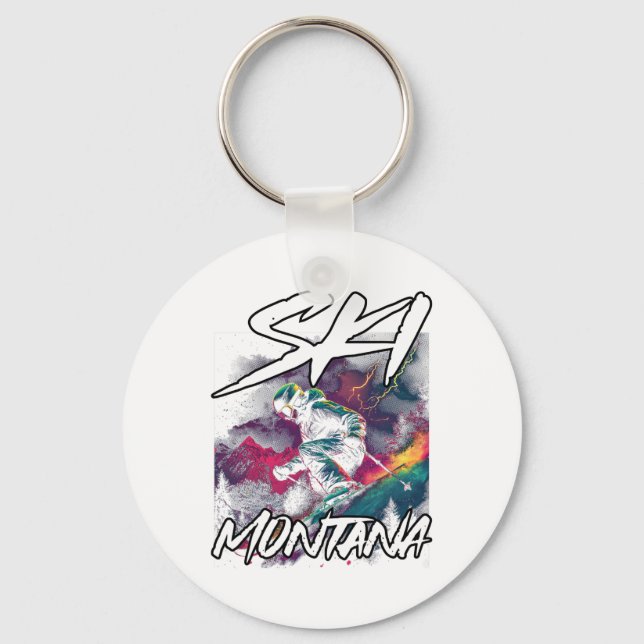 Ski Montana Downhill Skiing Adventure Montana Usa  Key Ring (Front)