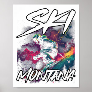 Ski Montana Downhill Skiing Adventure Montana Usa  Poster
