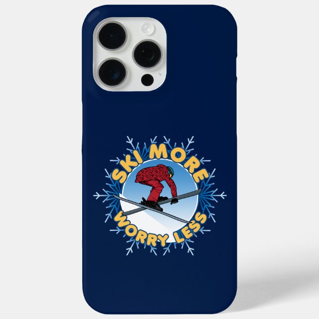 Ski More Worry Less | Skiing Quote Case-Mate iPhone Case (Back)