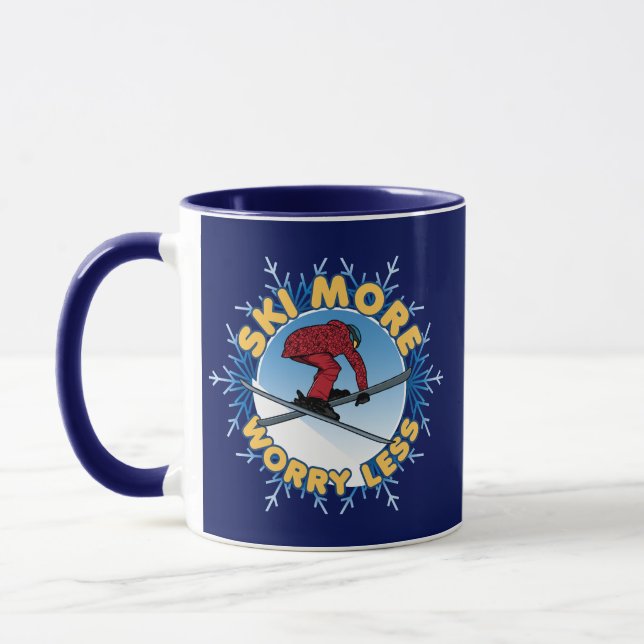 Ski More Worry Less | Skiing Quote Mug (Left)