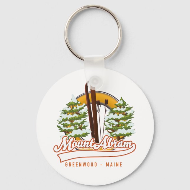 Ski Mount Abram Greenwood Button Key Ring (Front)